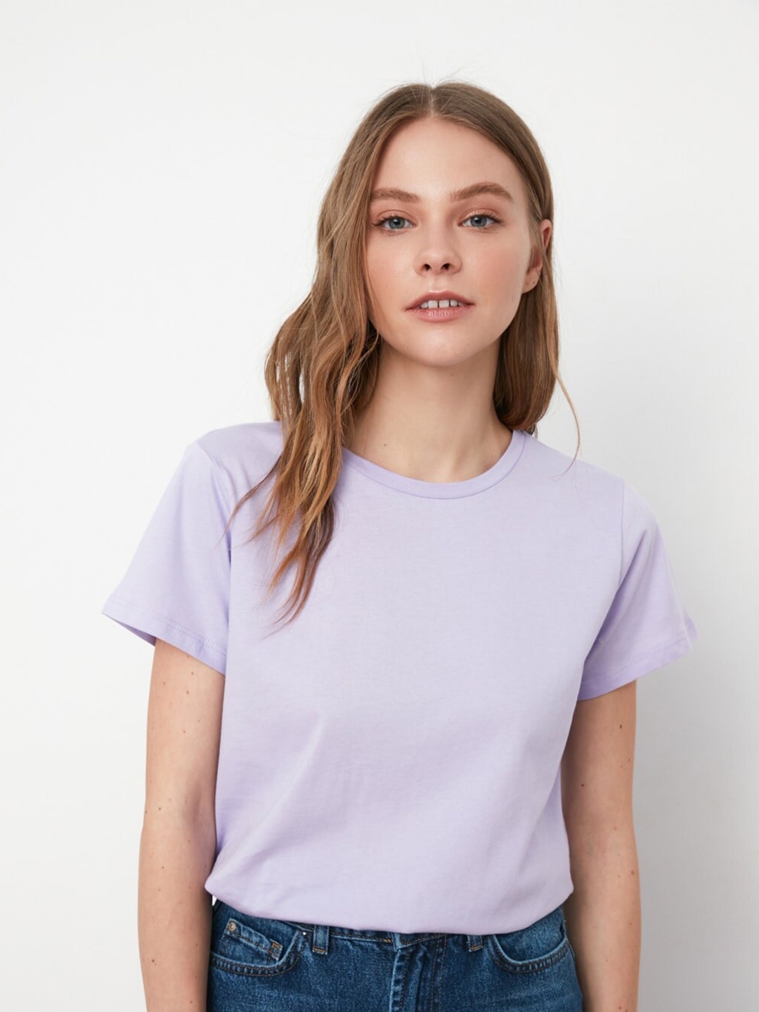 

Trendyol Women Lavender Pure Cotton T-shirt