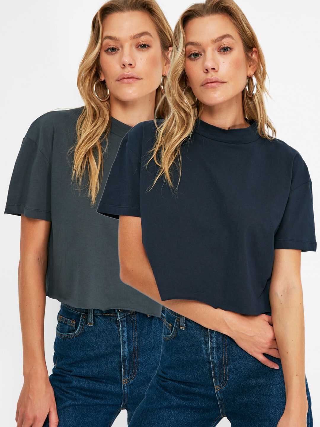 

Trendyol Women Set of 2 Multi Pure Cotton T-shirt