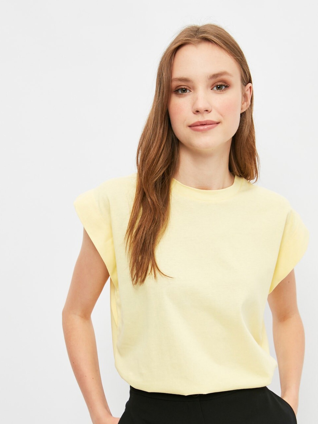 

Trendyol Women Bright Yellow Solid Tshirt