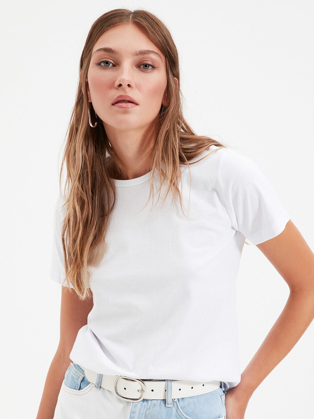 

Trendyol Women White Pure Cotton T-shirt