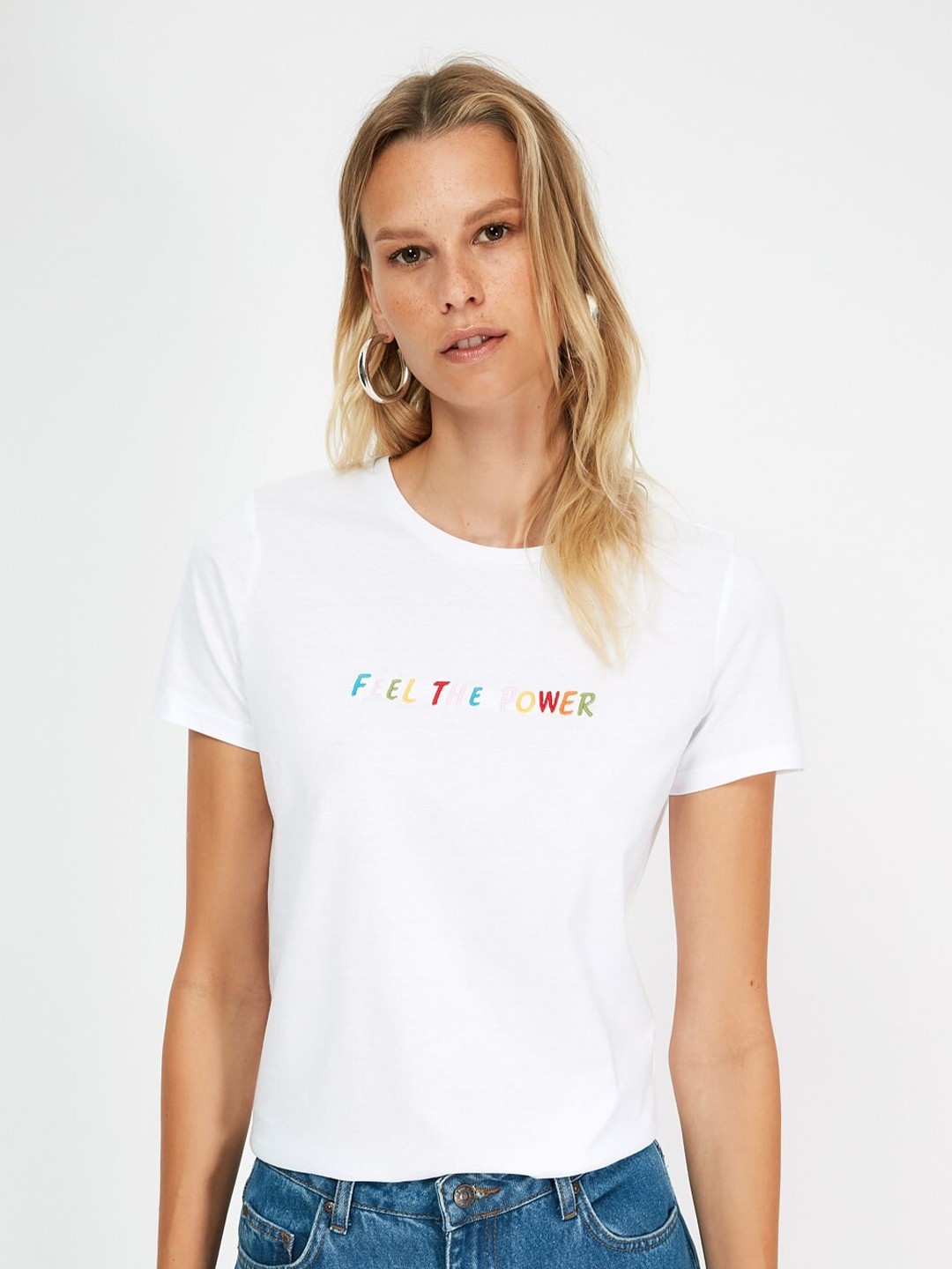

Trendyol Women Classic White Typography Tshirt