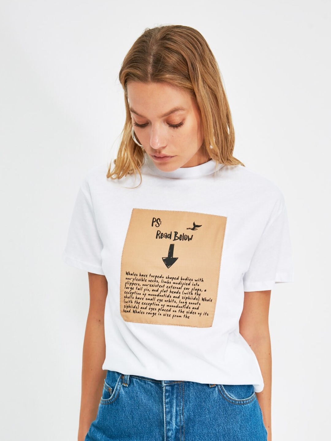 

Trendyol Women Classic White Typography Tshirt