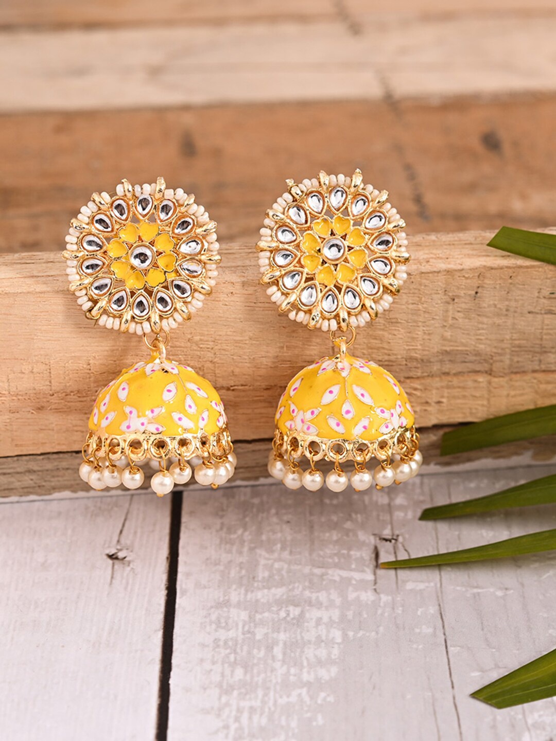 

VIRAASI Yellow Contemporary Jhumkas Earrings
