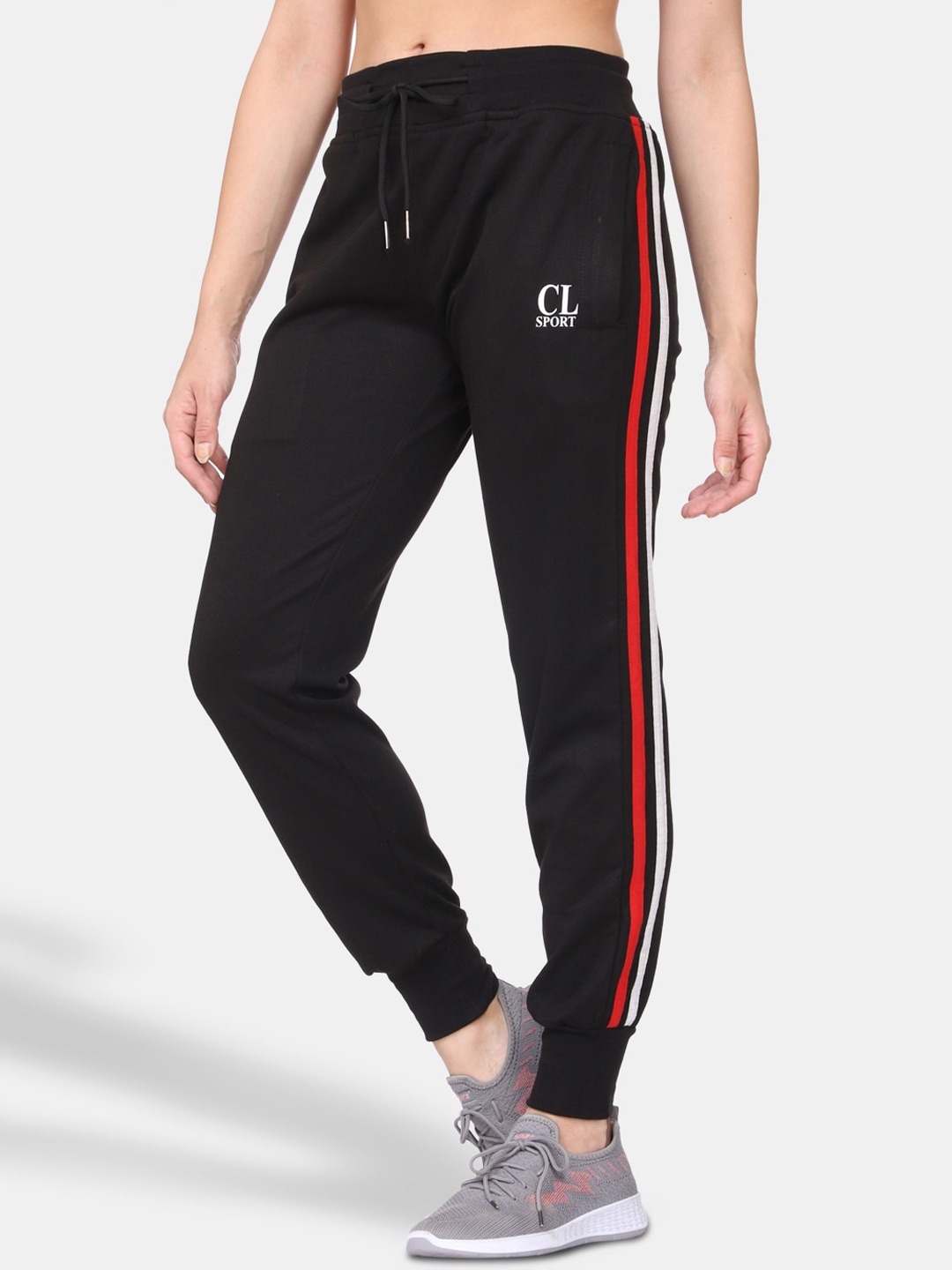 

CL SPORT Women Black & Red Solid Joggers