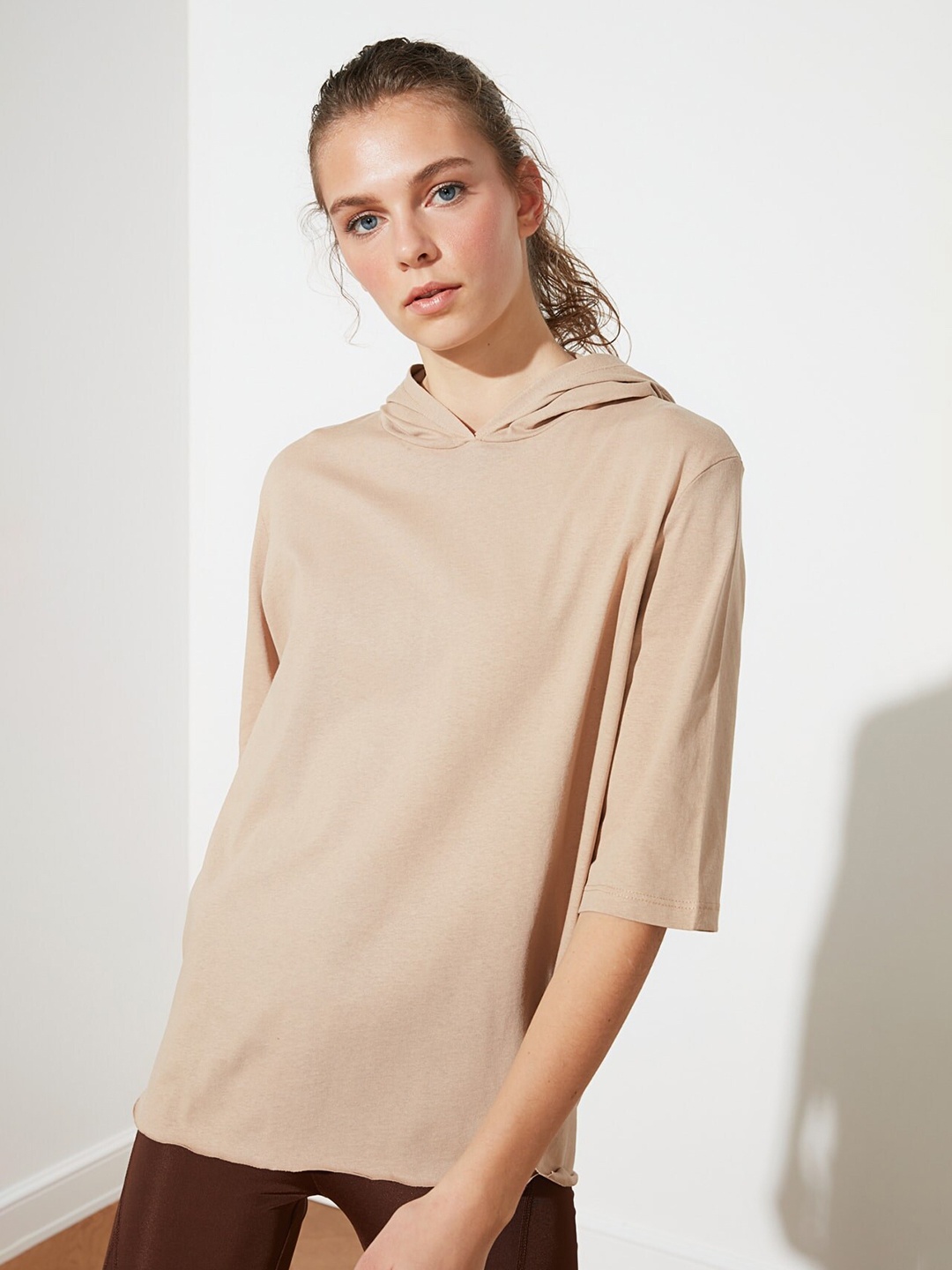 

Trendyol Women Camel Brown Solid Tshirt