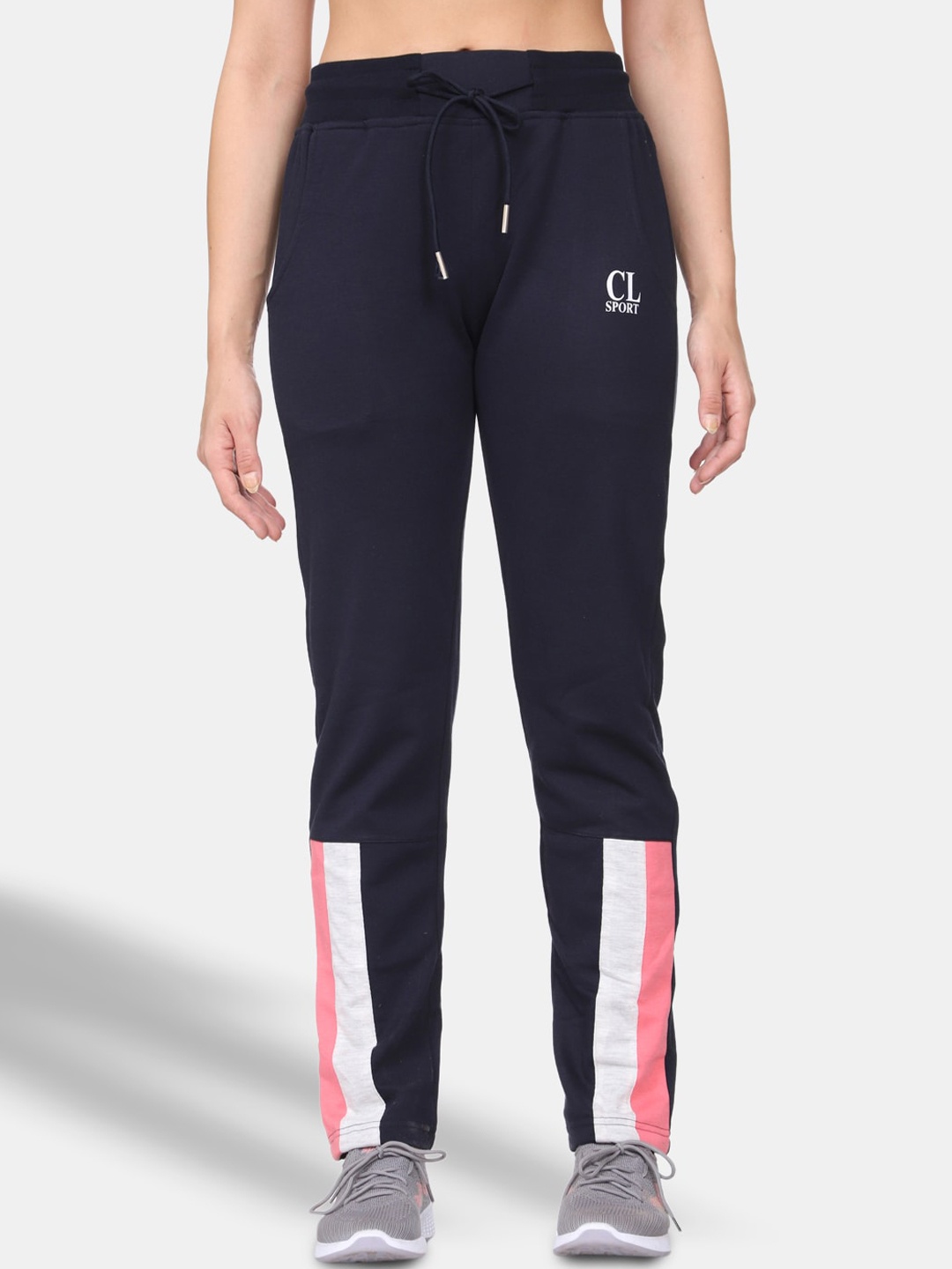 

CL SPORT Women Navy Blue & White Colourblocked Regular Fit Joggers