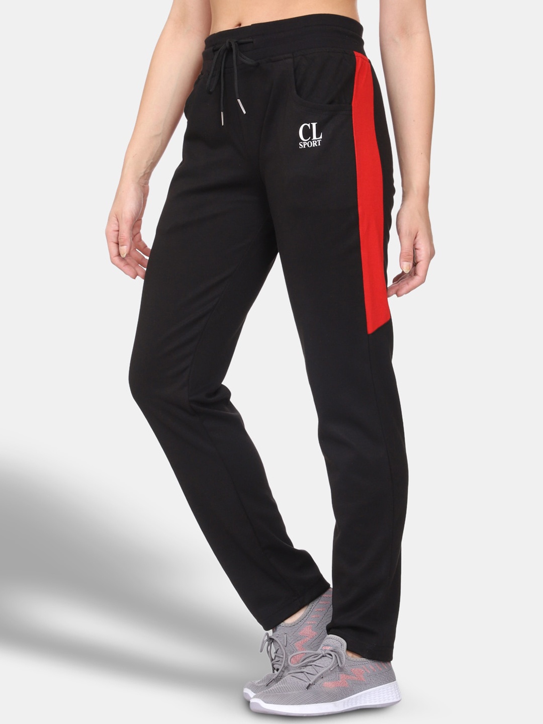 

CL SPORT Women Black & Red Colourblocked Joggers