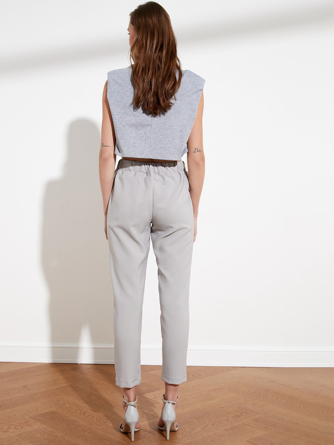

Trendyol Women Grey Solid Trousers