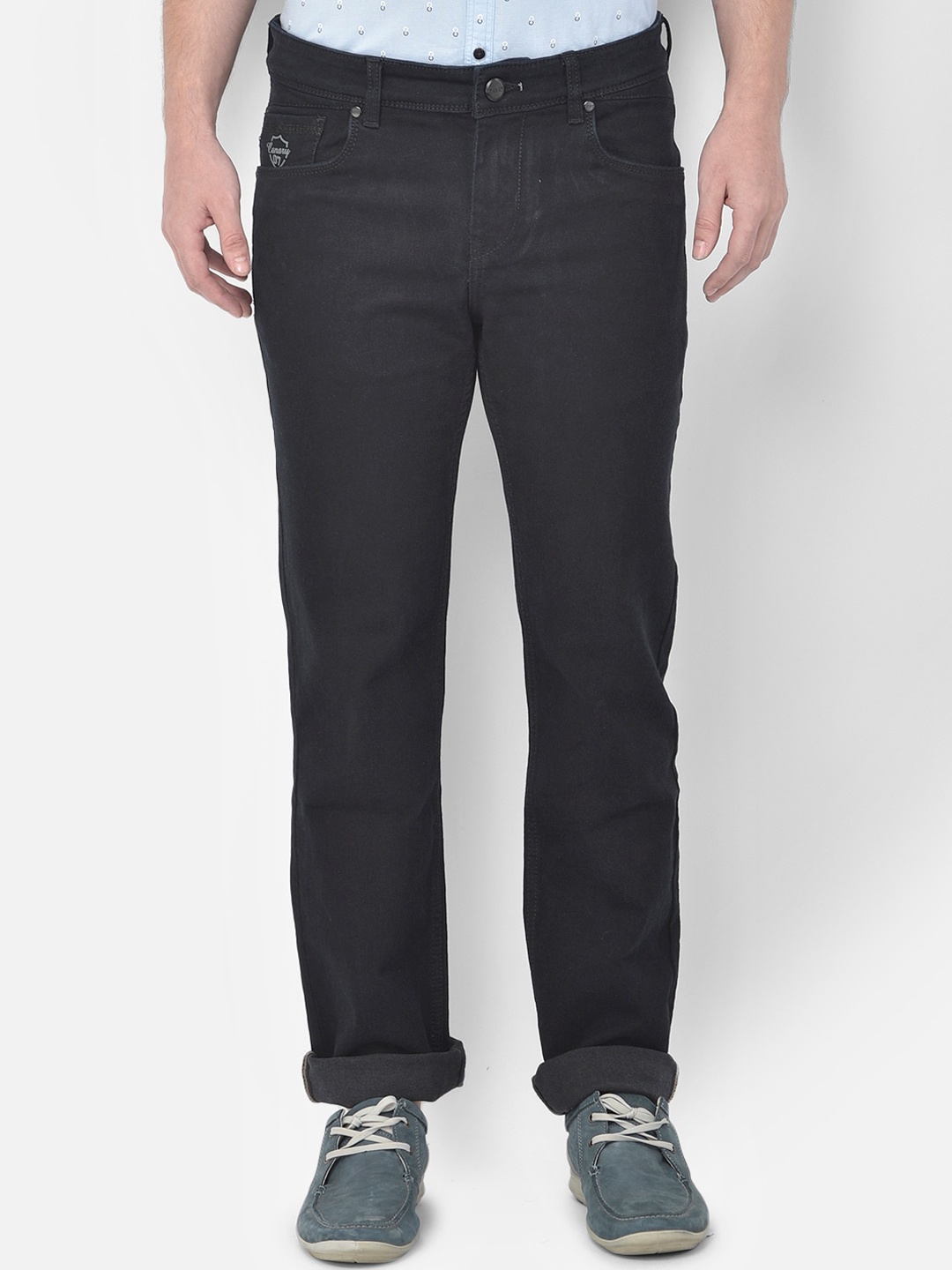 

Canary London Men Black Embroidered Straight Fit Stretchable Jeans