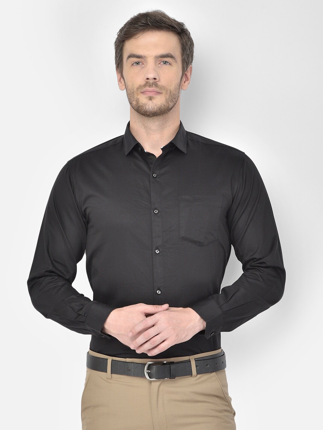 

Canary London Men Black Smart Slim Fit Semiformal Shirt