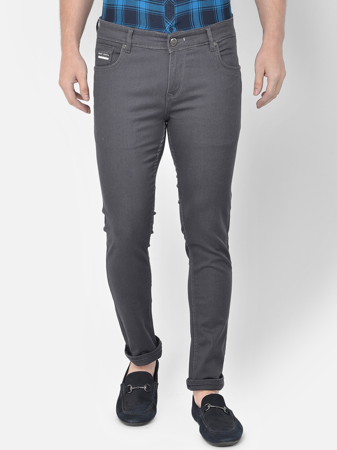 

Canary London Men Grey Embroidered Tapered Fit Stretchable Jeans