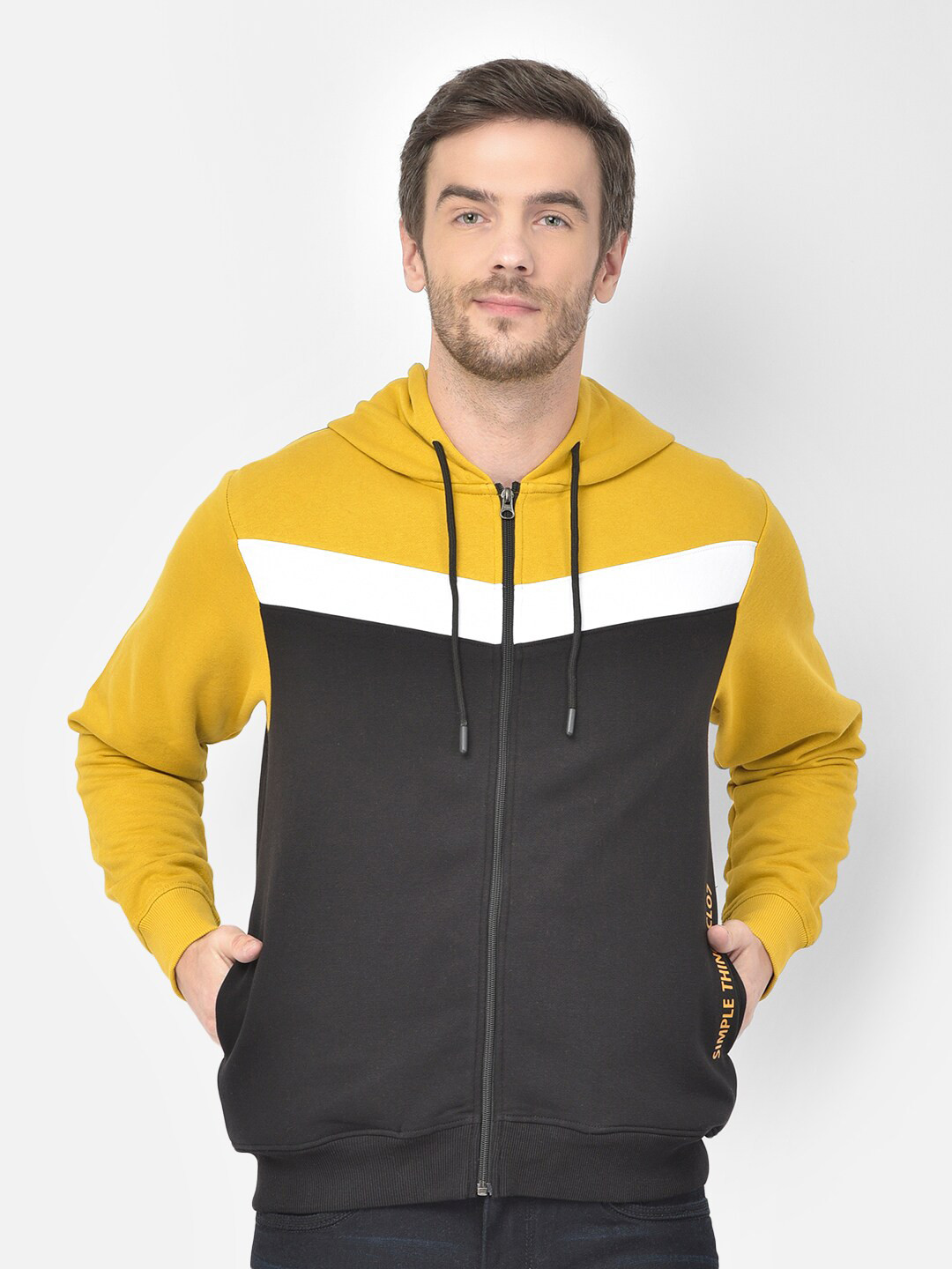 

Canary London Men Black Colourblocked Hooded Sweatshirt