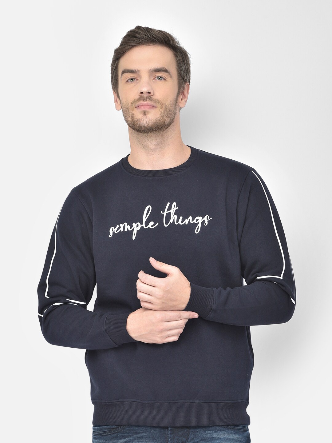 

Canary London Men Navy Blue Printed Sweatshirt