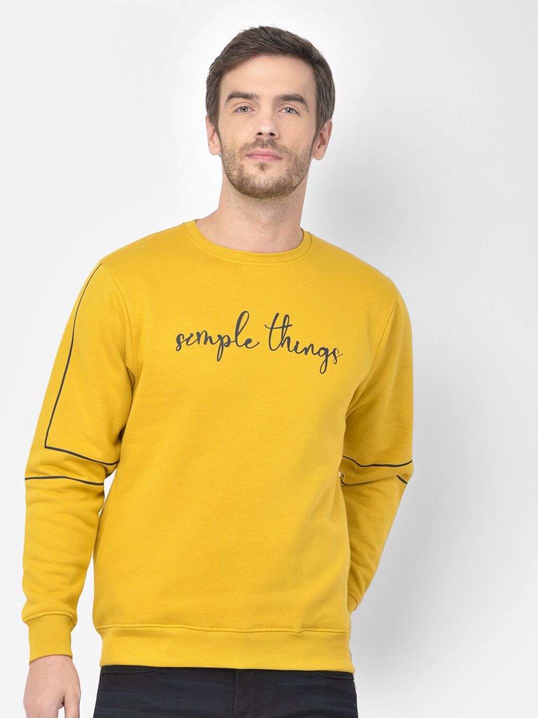 

Canary London Men Mustard Printed Sweatshirt