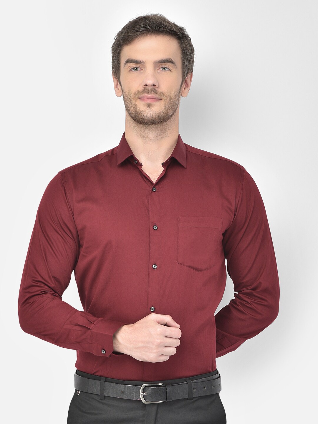 

Canary London Men Maroon Smart Slim Fit Semiformal Shirt