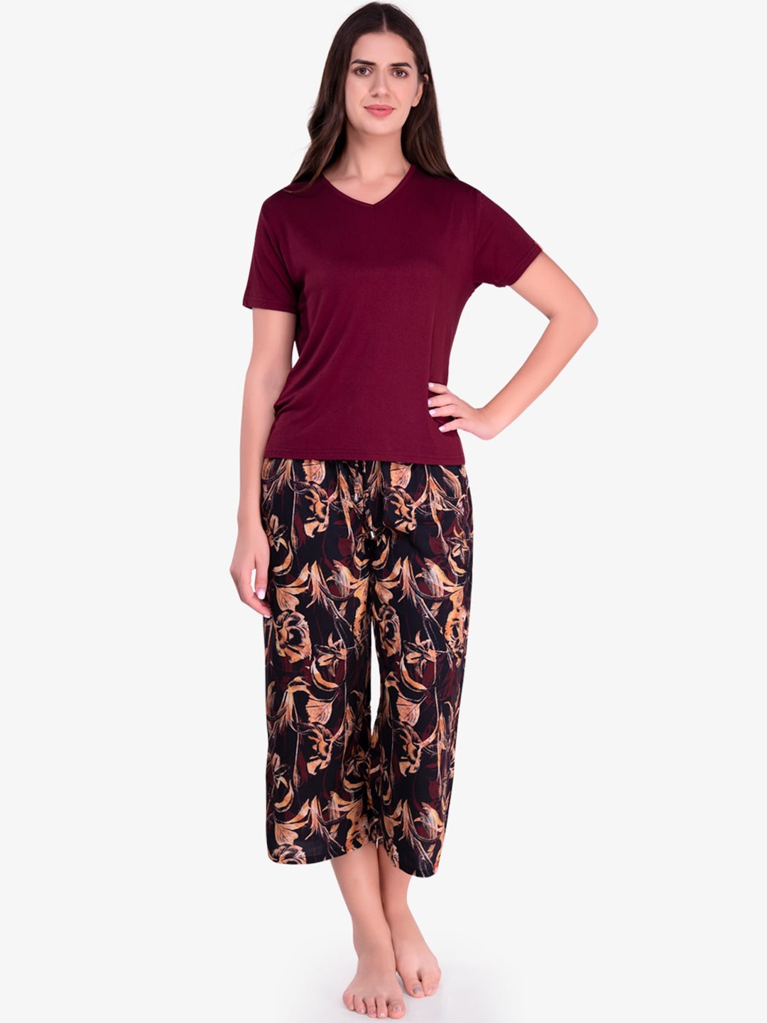 

evolove Women Maroon Night suit
