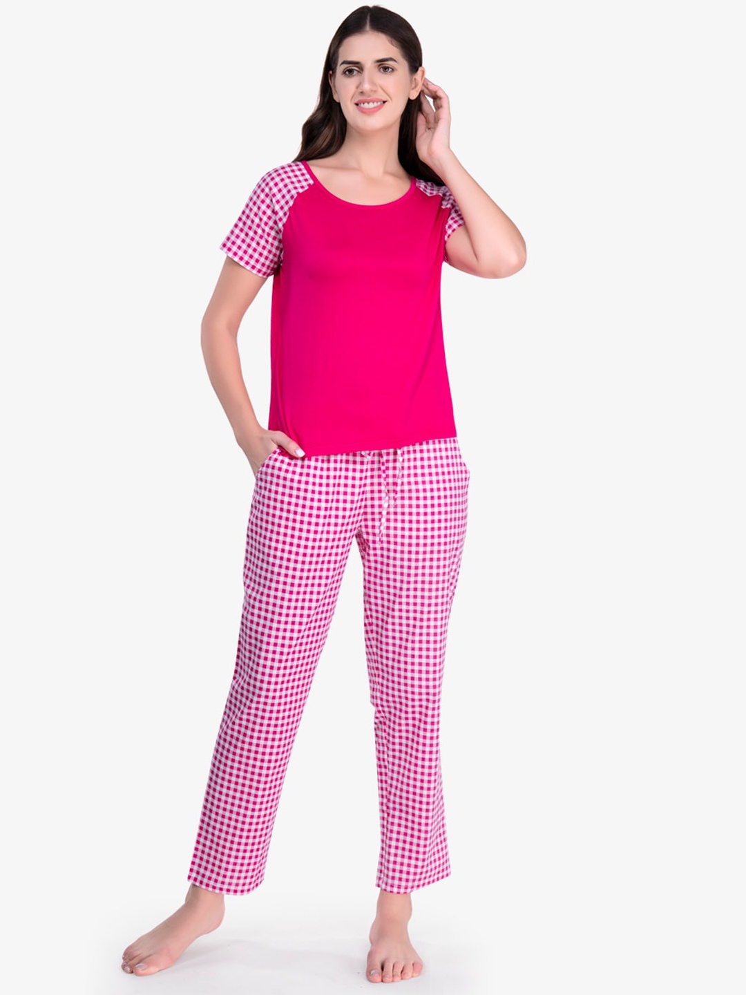

evolove Women Fuchsia & White Night suit