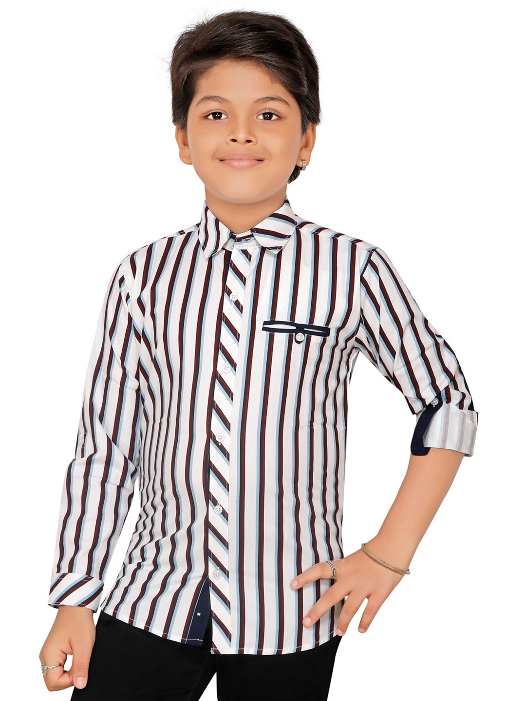 

RIKIDOOS Boys White Striped Casual Shirt