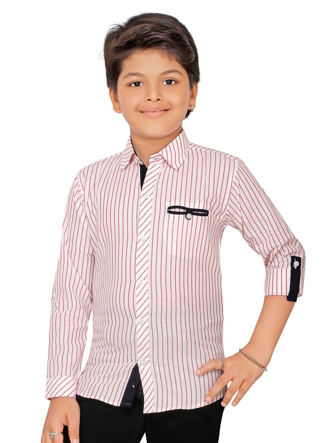 

RIKIDOOS Boys White Striped Casual Shirt