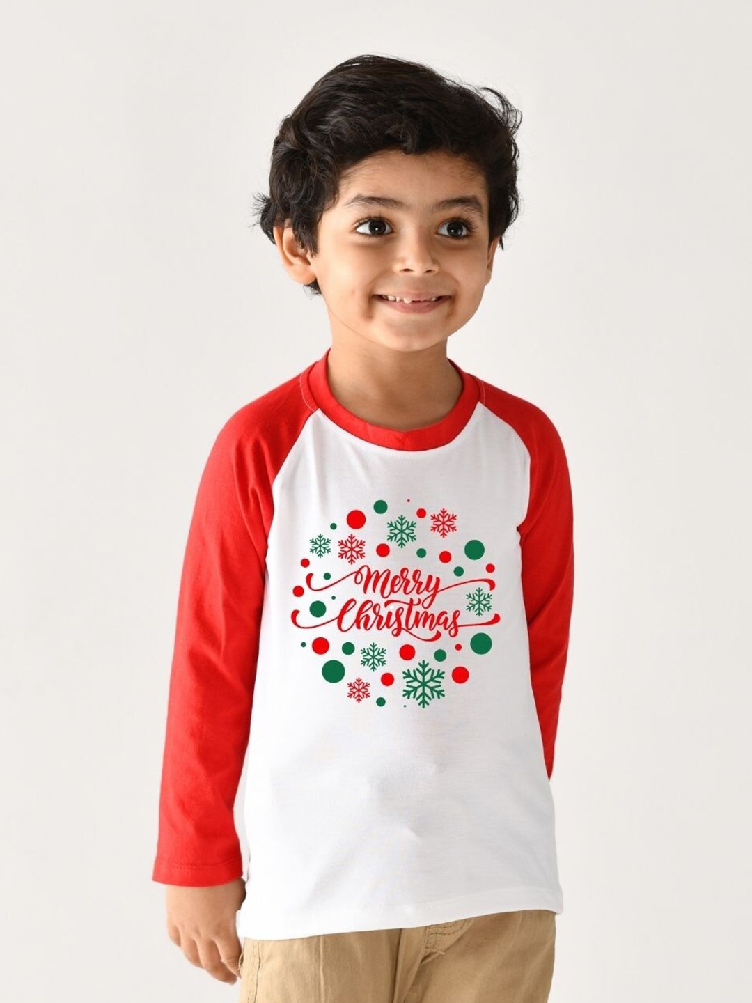 

KNITROOT Kids White & Red Typography Printed Cotton T-shirt