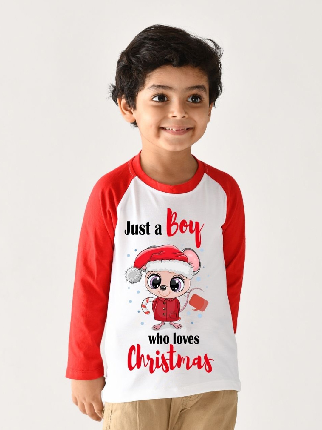 

KNITROOT Kids White & Red Typography Printed Cotton T-shirt