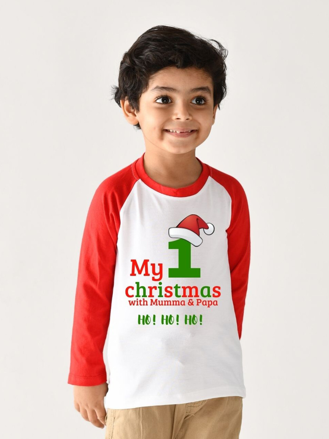 

KNITROOT Kids White & Red First Christmas Ho Printed T-shirt