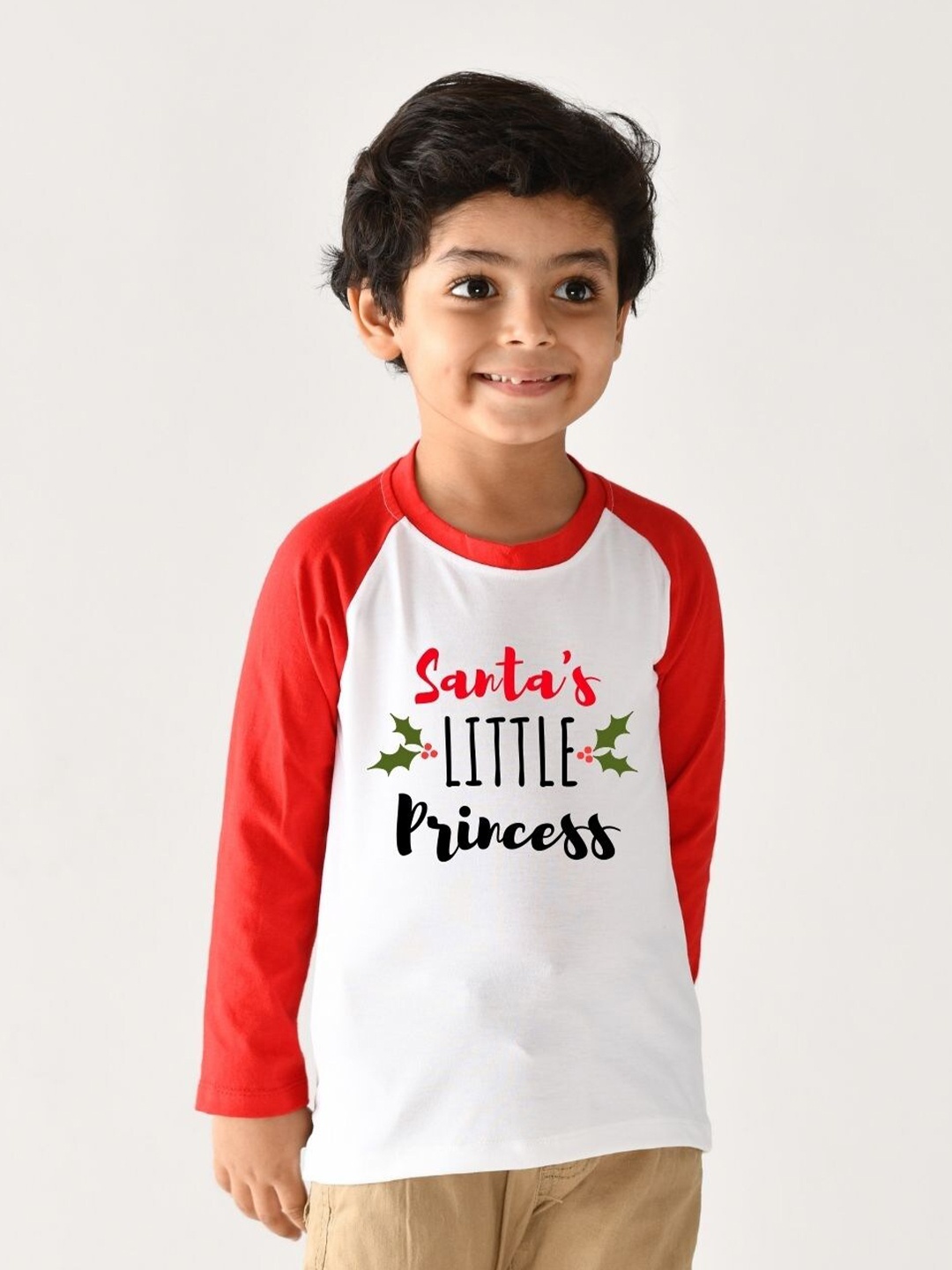 

KNITROOT Kids White & Red Santa Princess Typography Printed T-shirt