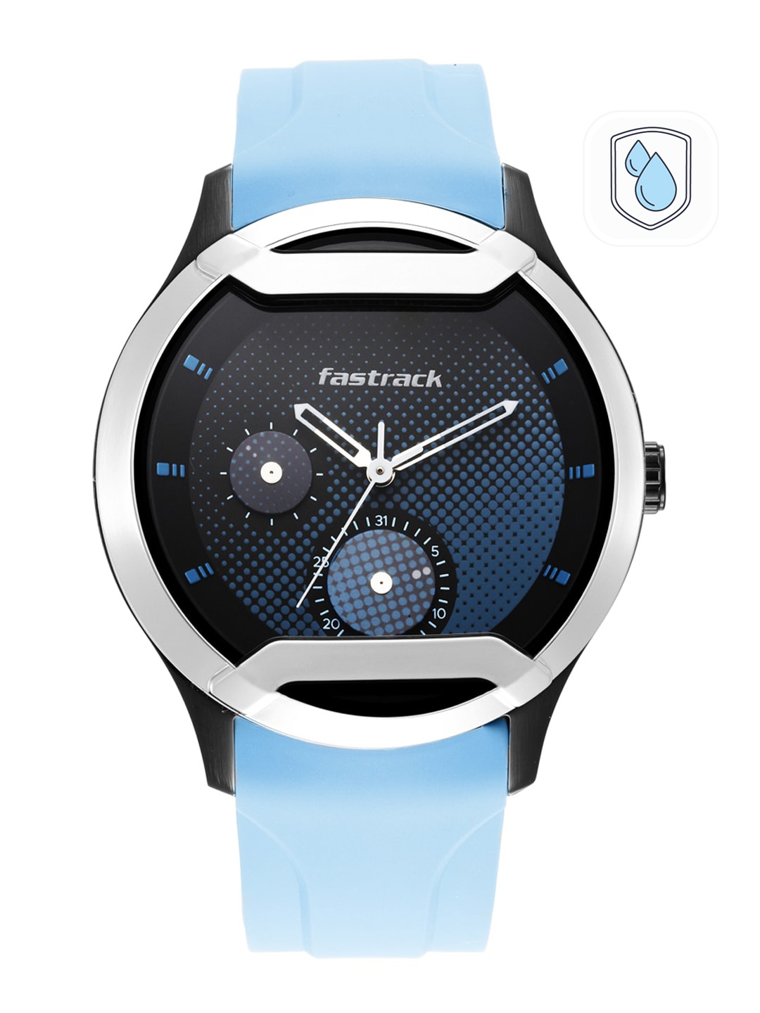 

Fastrack Men Multicoloured Brass Dial & Blue Straps Analogue Watch 3268KP02, Multi