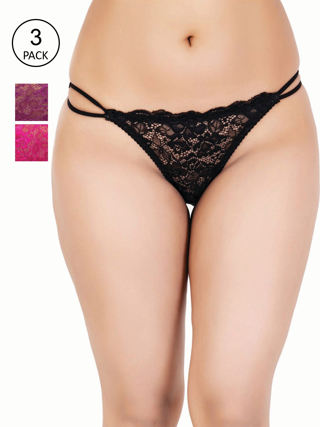 

Reveira Women Pack of 3 Assorted Lace Bikini Briefs Z-13-D1-S