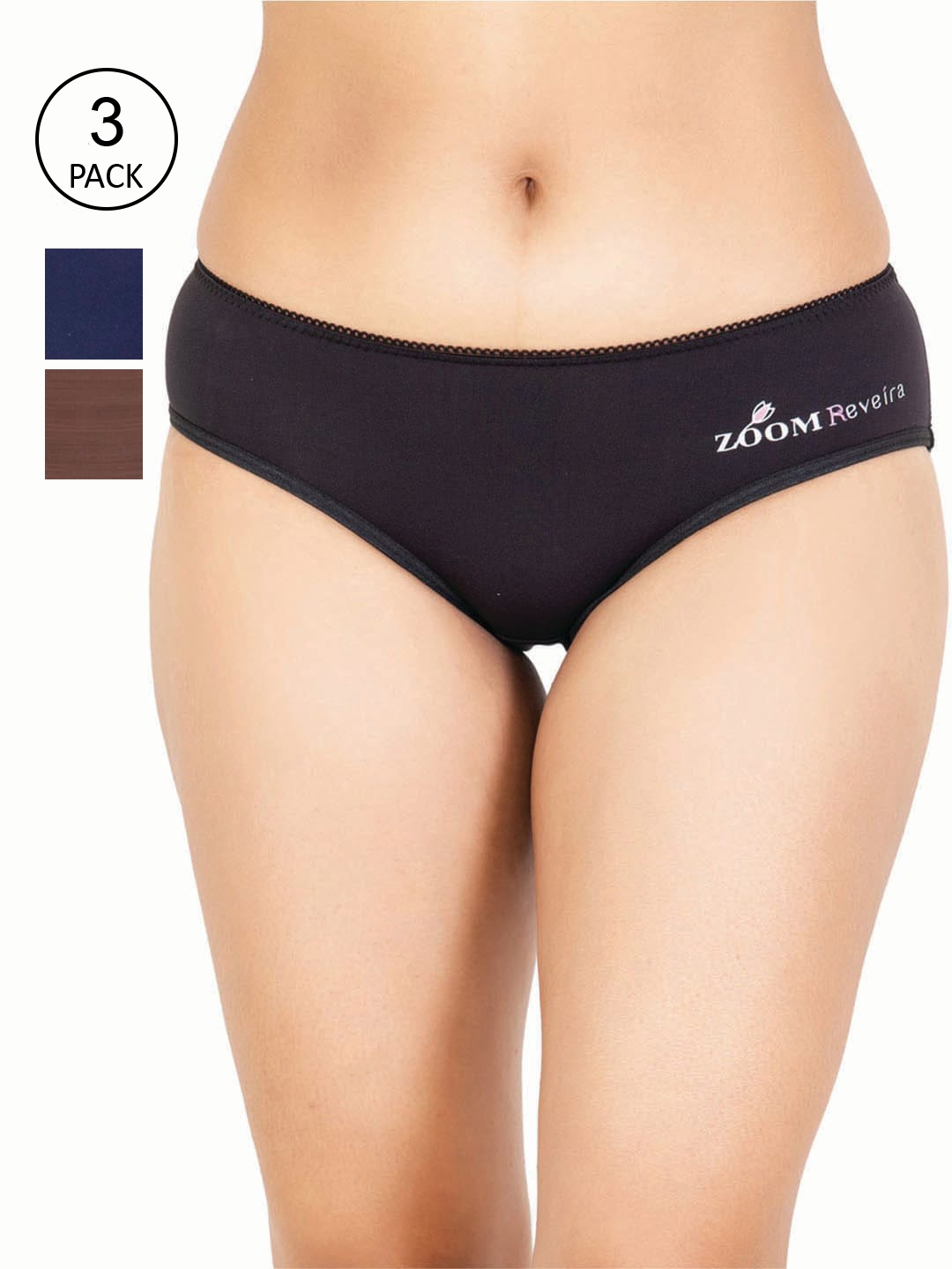 

Reveira Women Pack of 3 Assorted Hipster Briefs