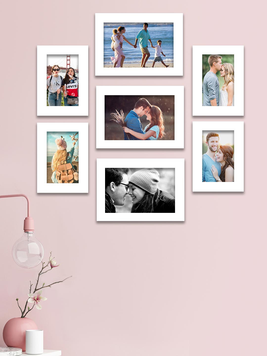 

Art Street Set Of 7 White Solid Photo Frames