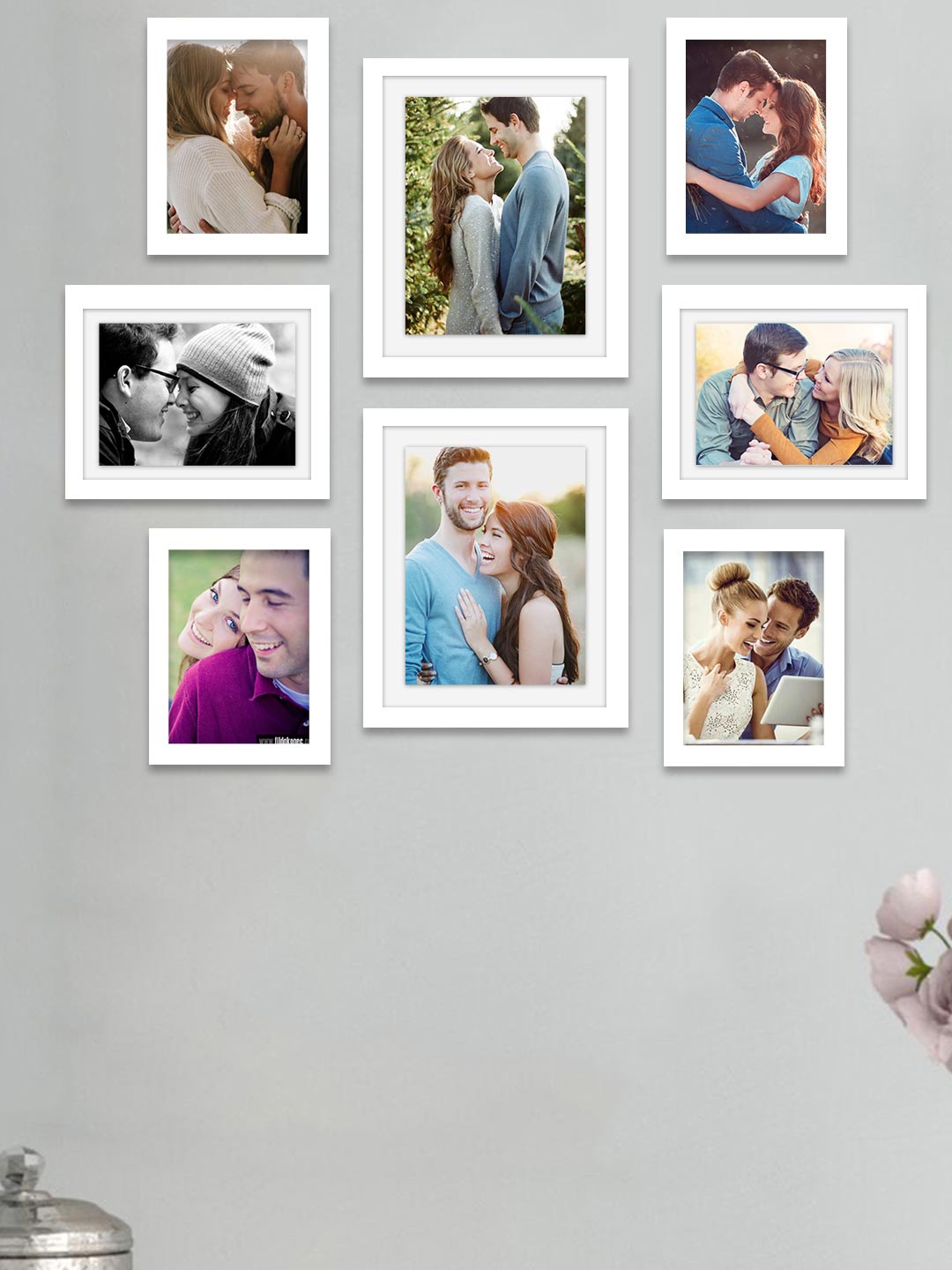 

Art Street Set Of 8 White Solid Photo Frames