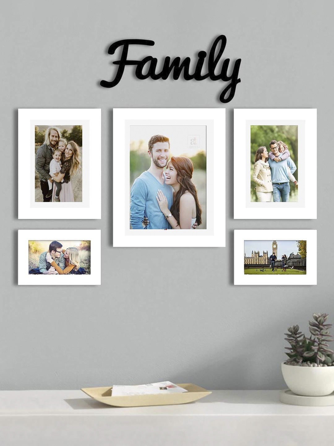 

Art Street Set Of 5 White Solid Photo Frames