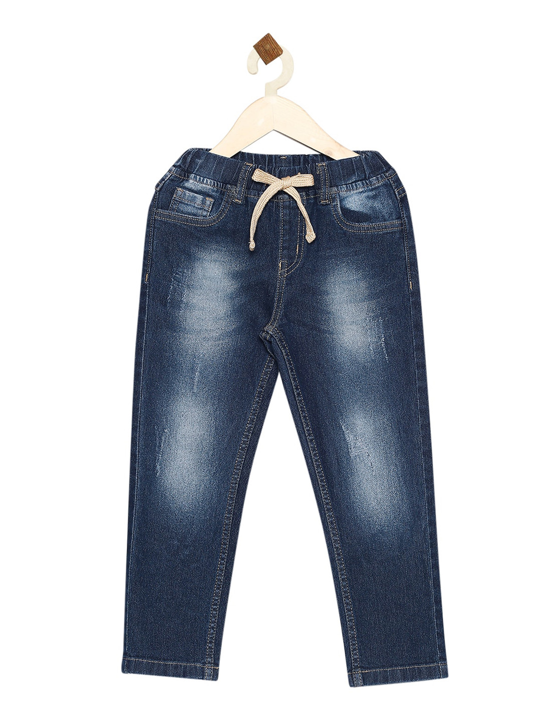 

High Star Boys Blue Slim Fit Low Distress Heavy Fade Stretchable Jeans