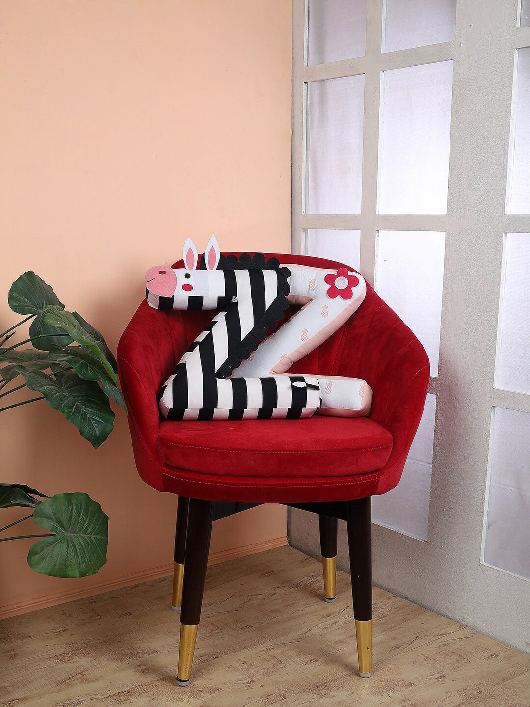 

My Gift Booth Set Of 2 Cotton Z Alphabet Rabbit Shape Cushion With Filler, White