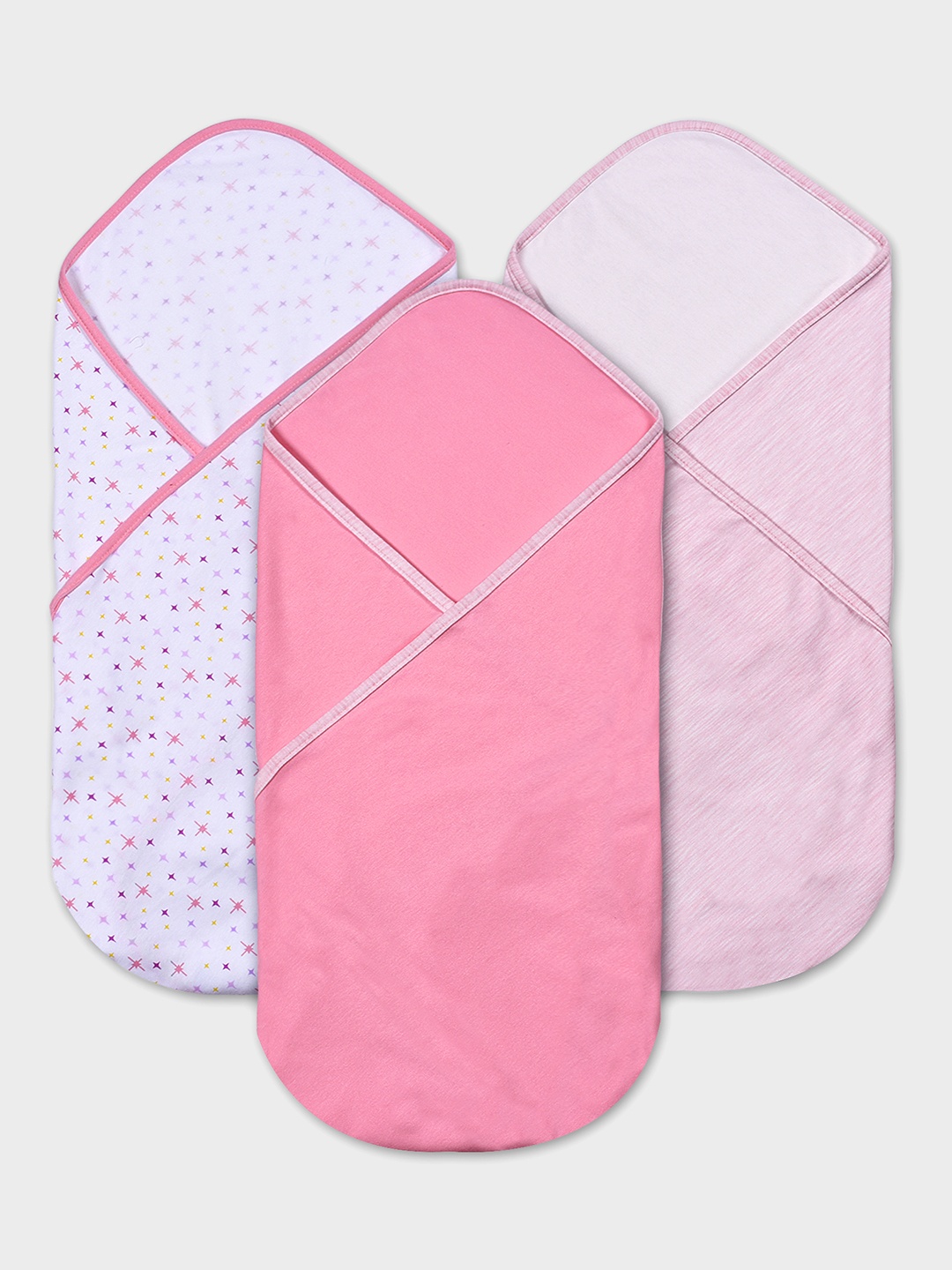 

MiArcus Kids Set Of 3 Pink & White Swaddle Wraps, Multi