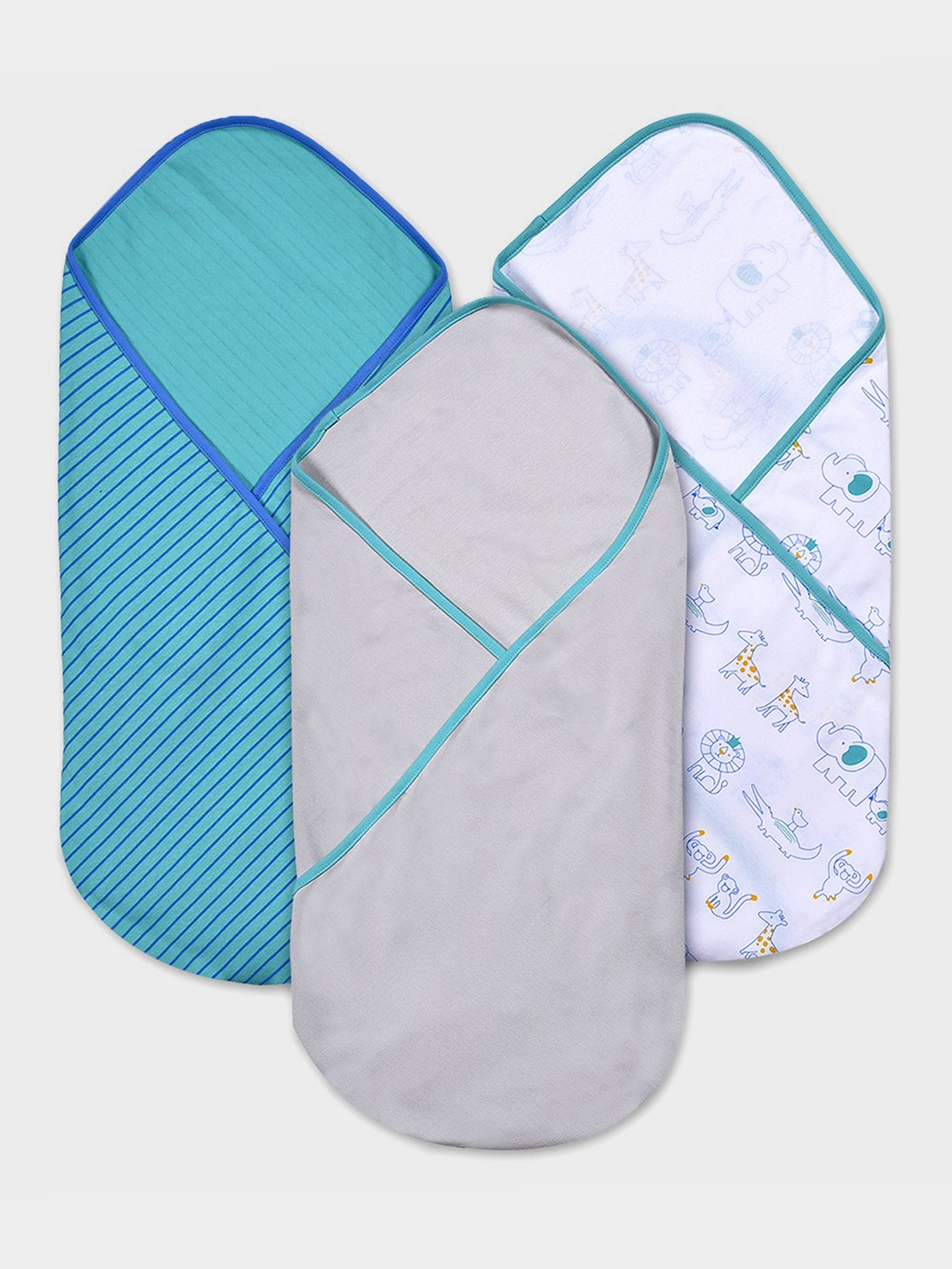 

MiArcus Kids Pack Of 3 Swaddle Wraps, Blue