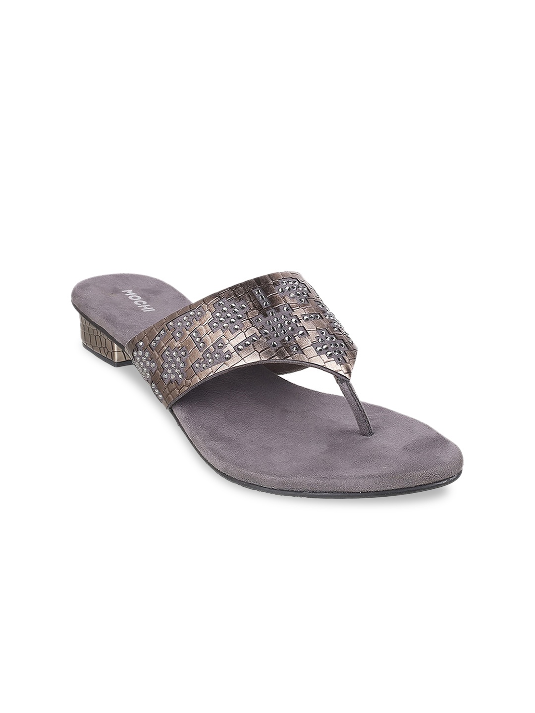 

Mochi Grey Embellished Block Sandals