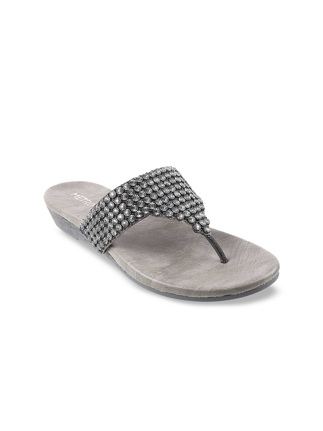 

Metro Women Grey Embellished Wedges Sandals