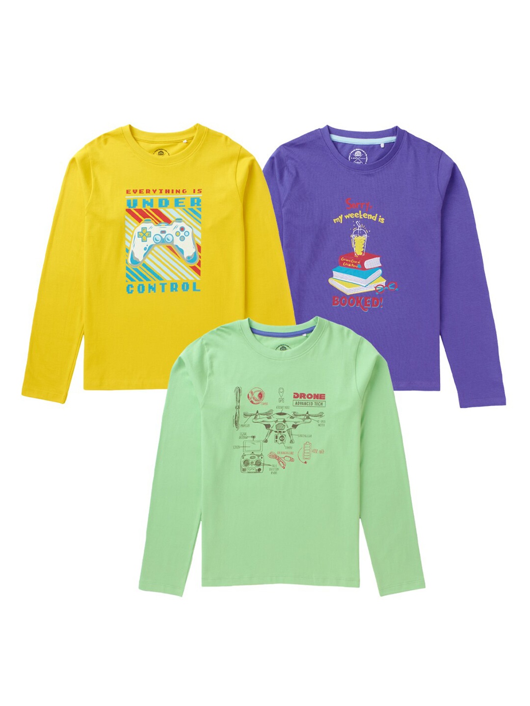 

Cub McPaws Boys Pack Of 3 Multicoloured Printed T-shirts, Multi