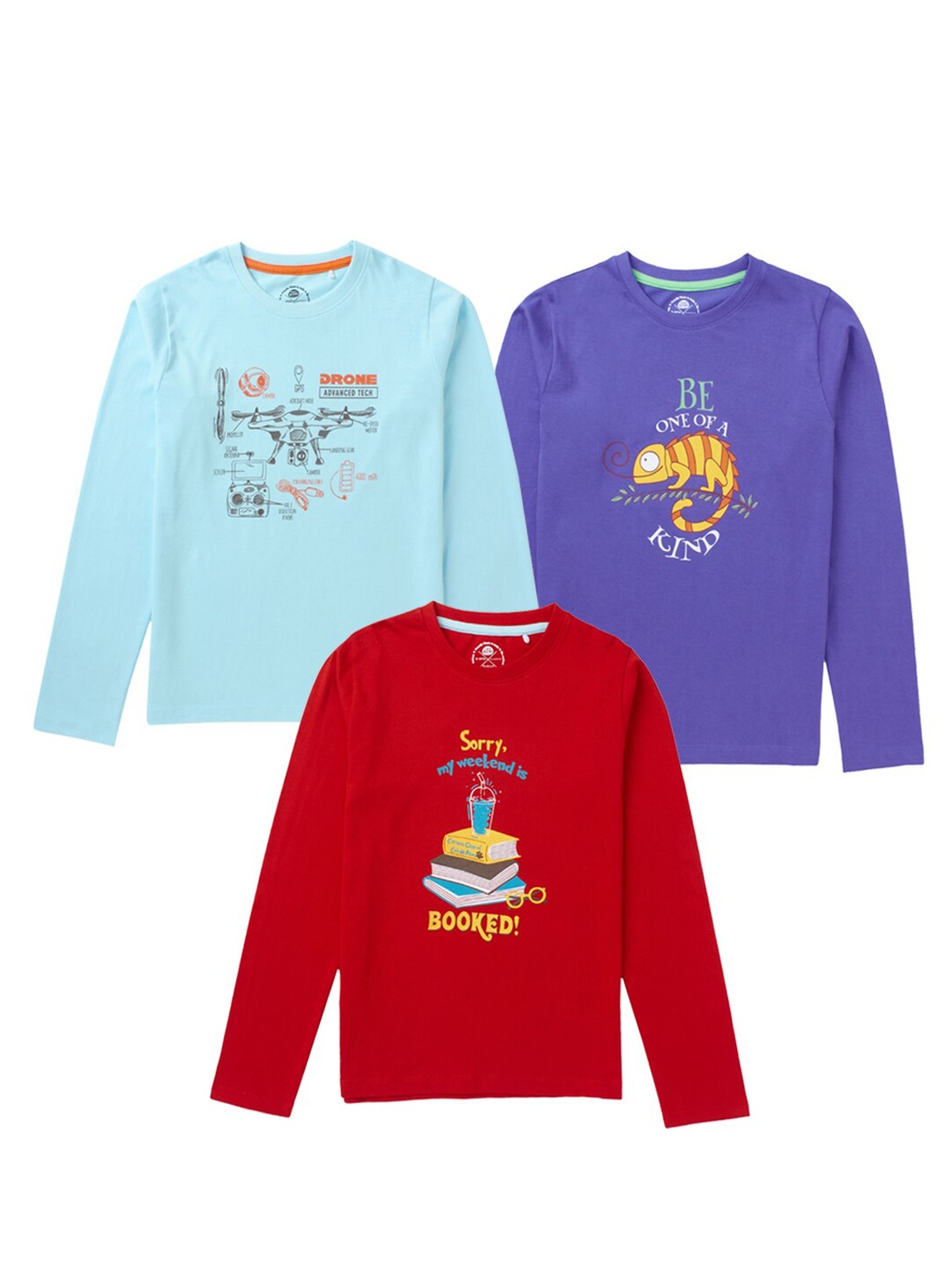 

Cub McPaws Boys Pack of 3 Multicoloured Printed Applique T-shirt, Multi