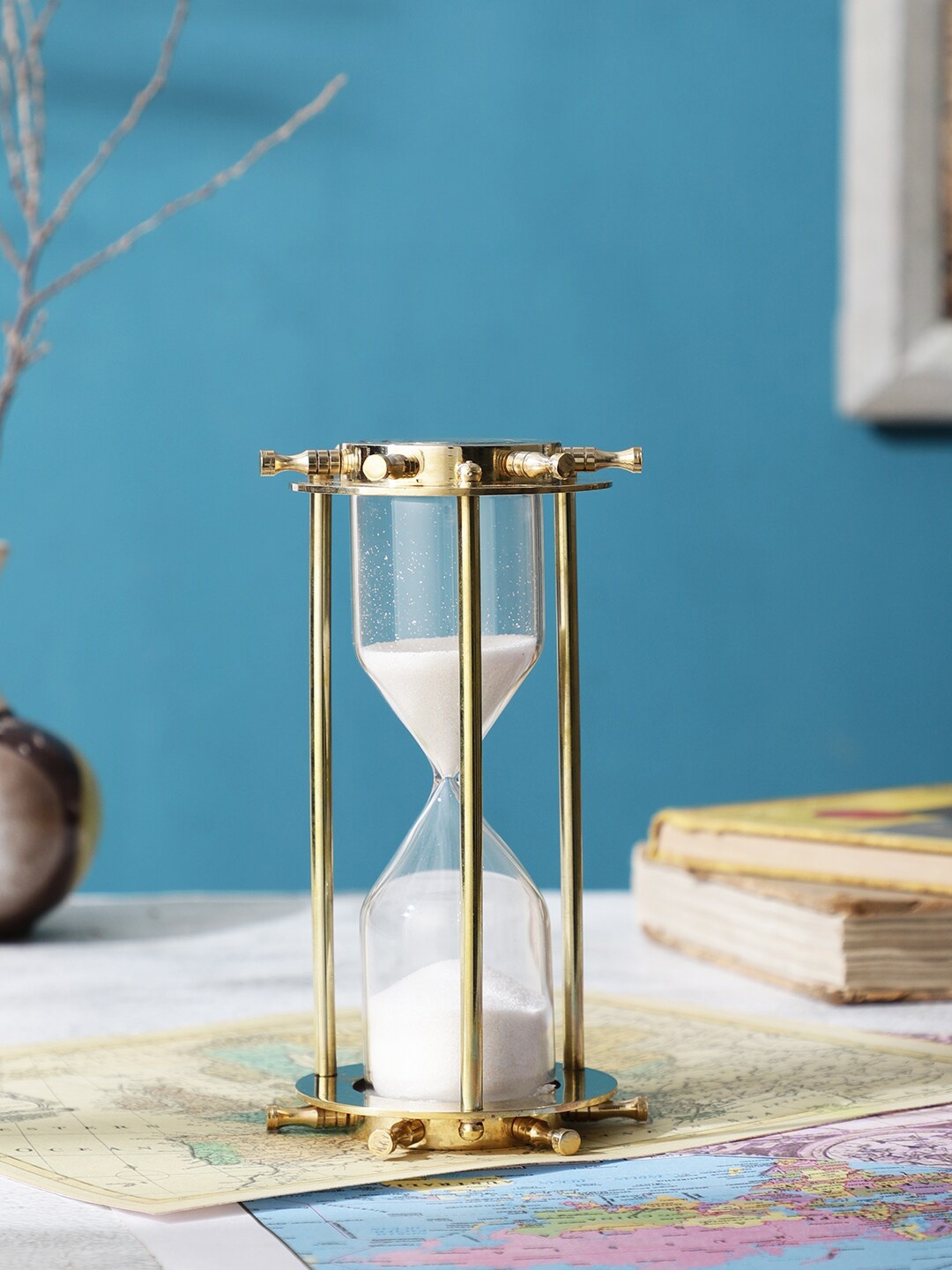 

EXIM DECOR Gold-Toned Hour Glass Show Piece