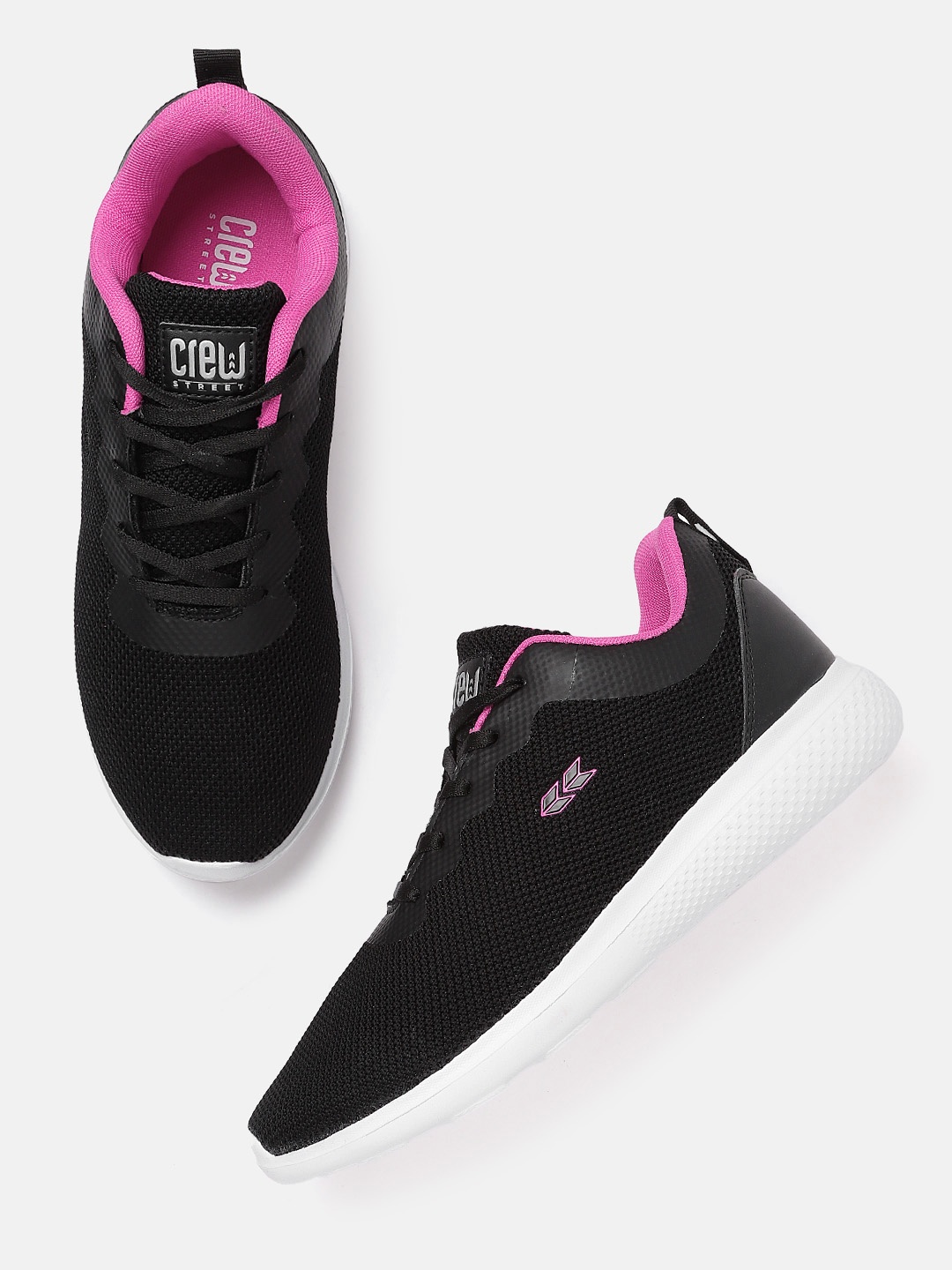 

Crew STREET Women Black Woven Design Running Shoes