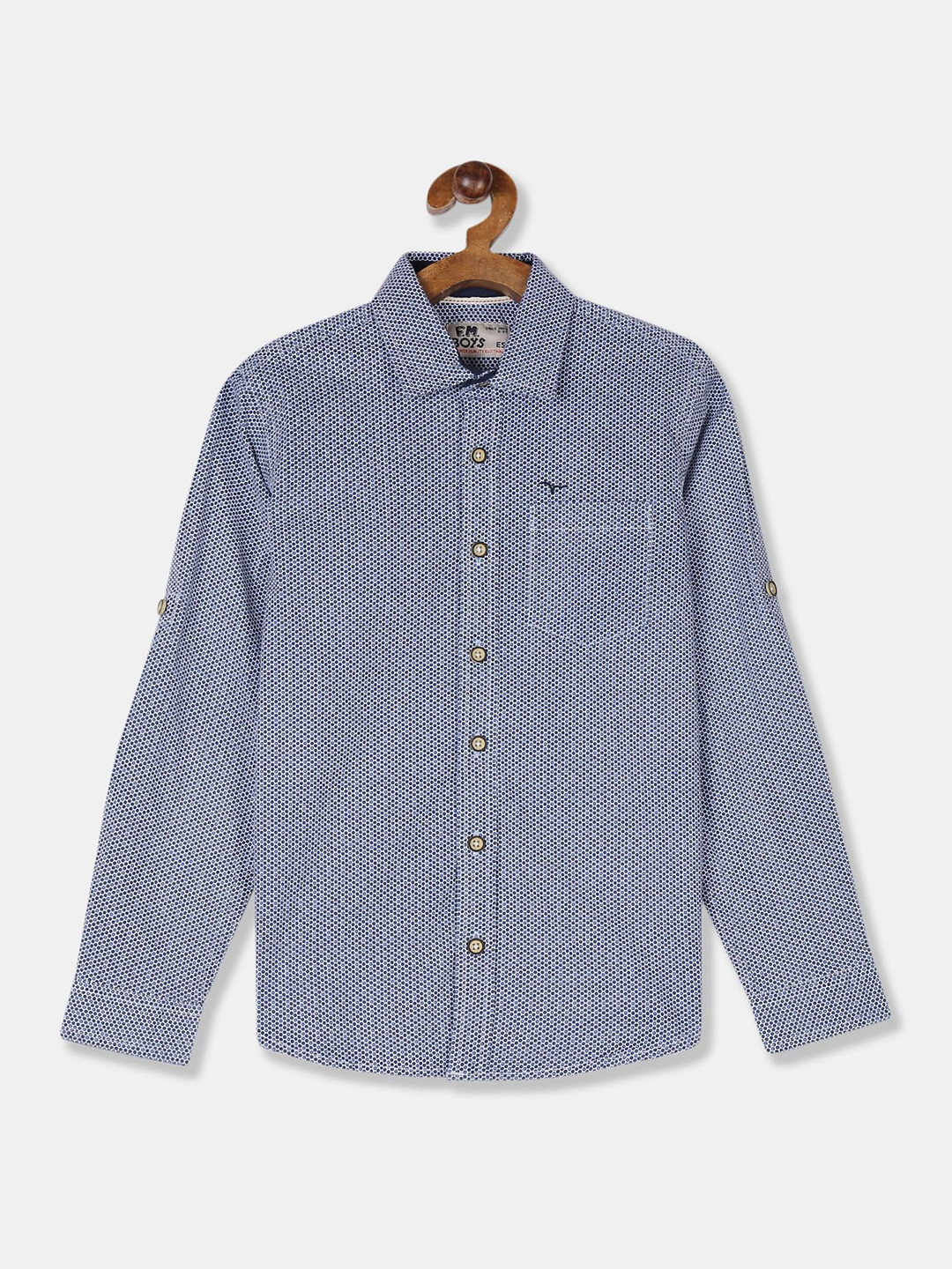 

Flying Machine Boys Navy Blue Printed Casual Shirt