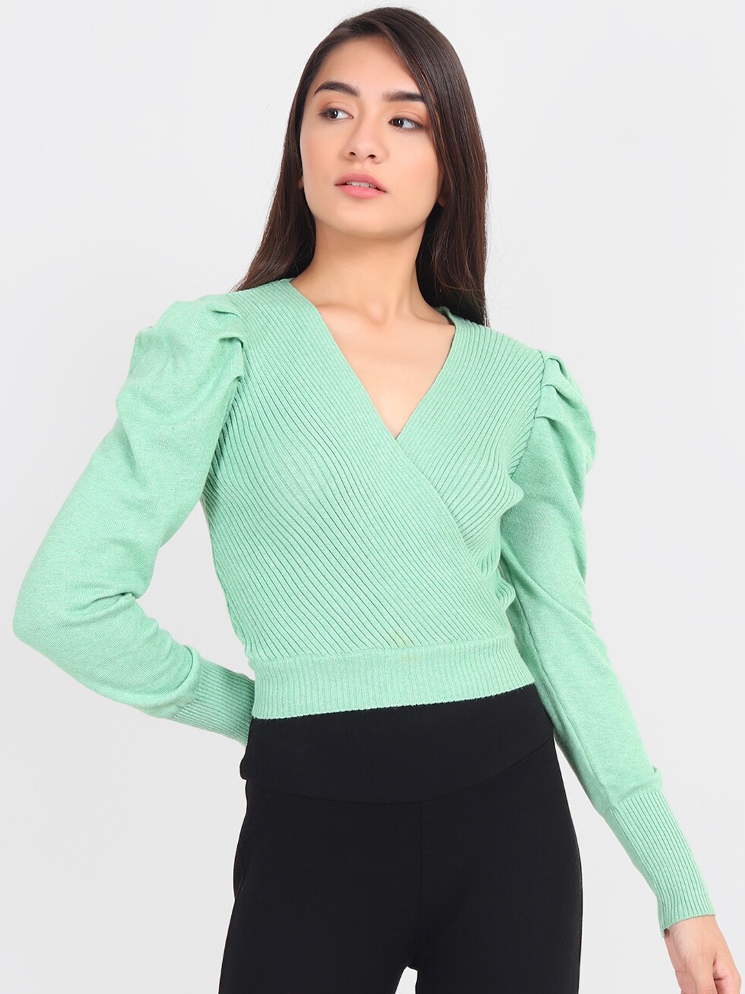 

JoE Hazel Green Wrap Top
