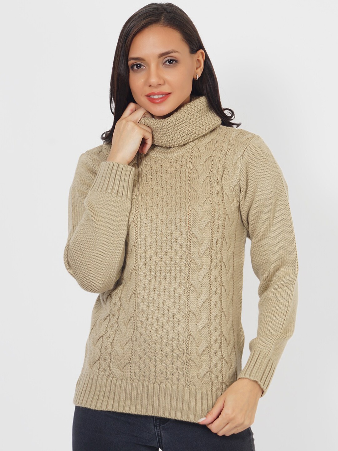 

JoE Hazel Women Beige Cable Knit Pullover