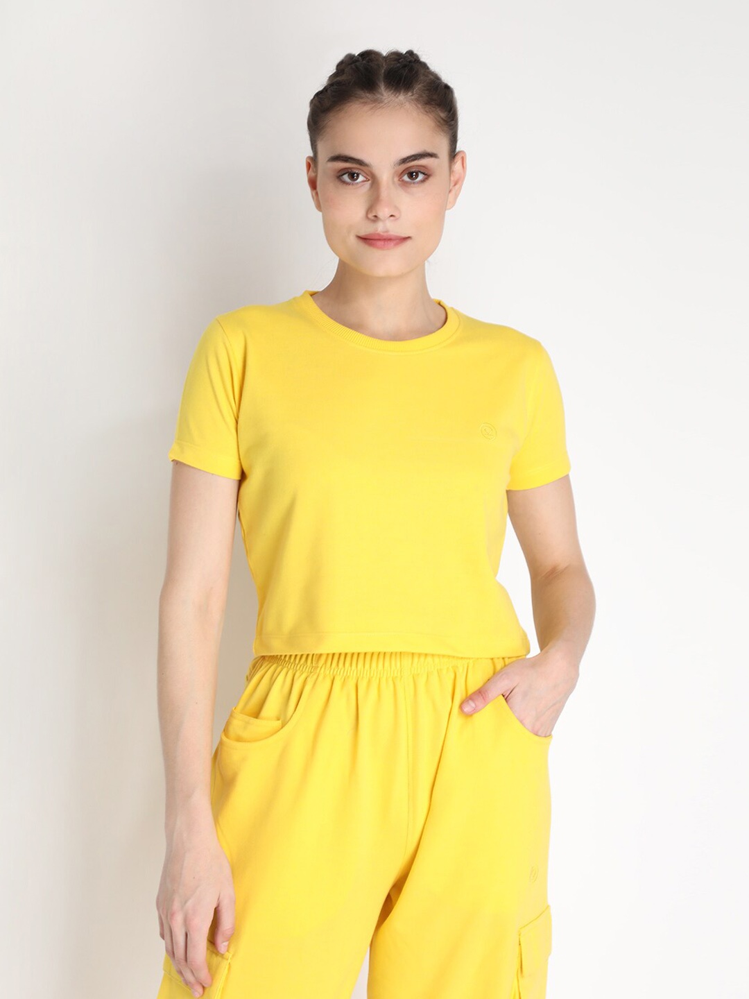 

CHKOKKO Women Yellow T-shirt