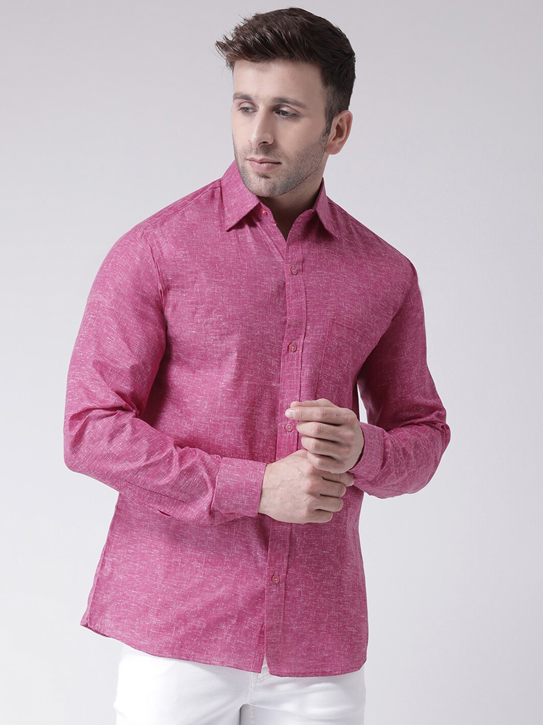 

KHADIO Men Magenta Cotton Casual Shirt