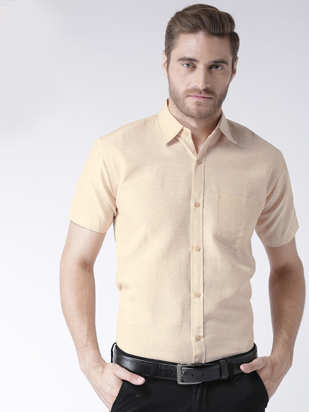 

KHADIO Men Beige Casual Shirt