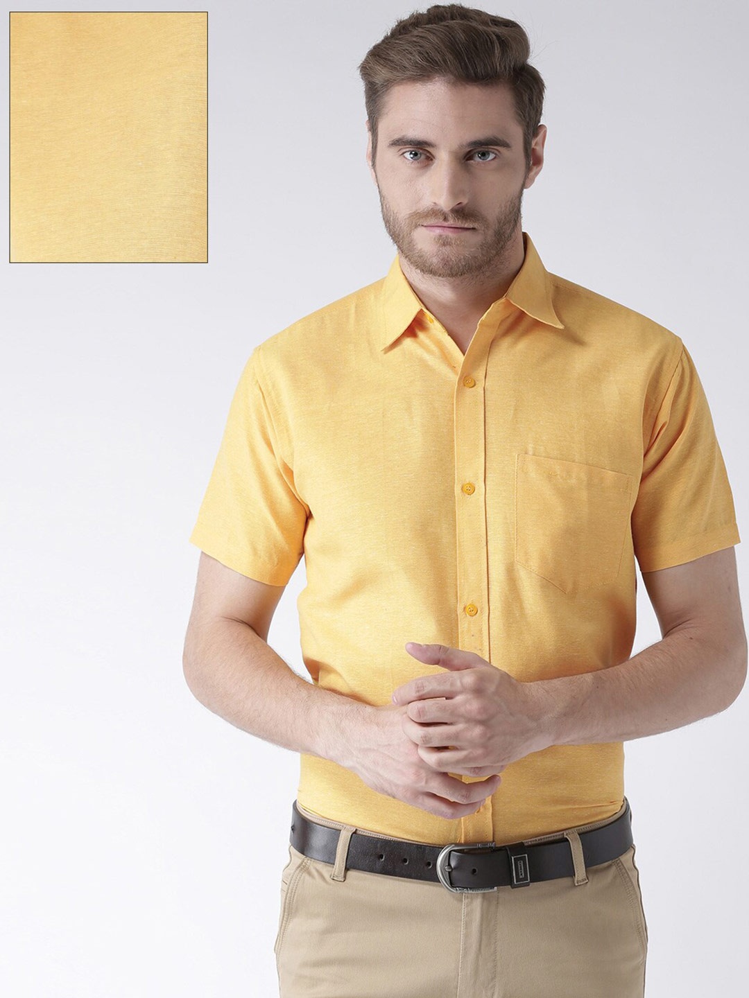 

KHADIO Men Yellow Casual Shirt